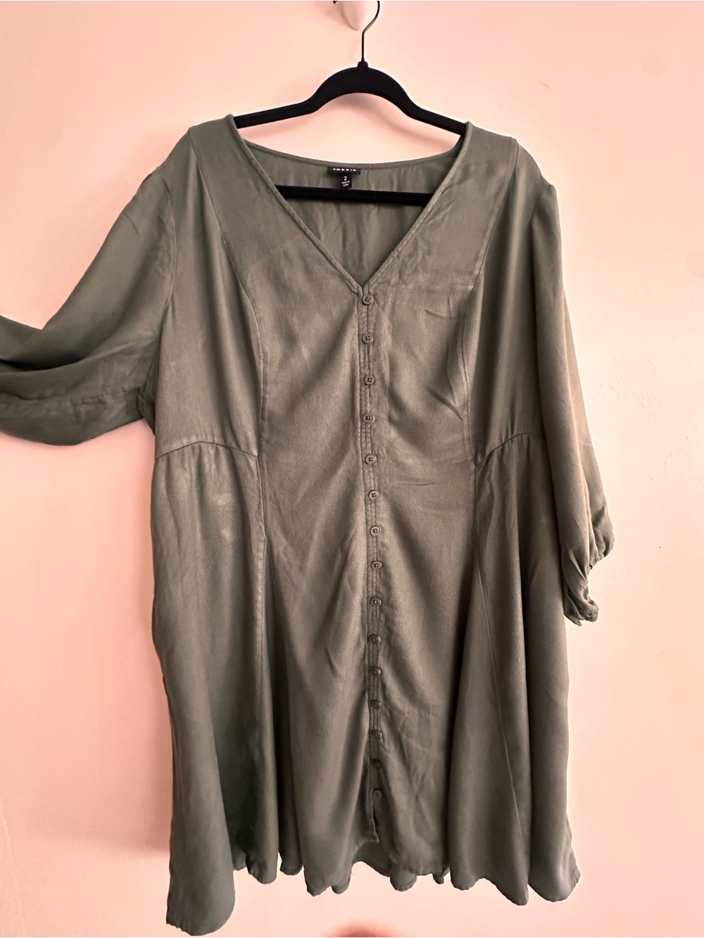 torrid Olive Green Button-Front V-Neck Dress